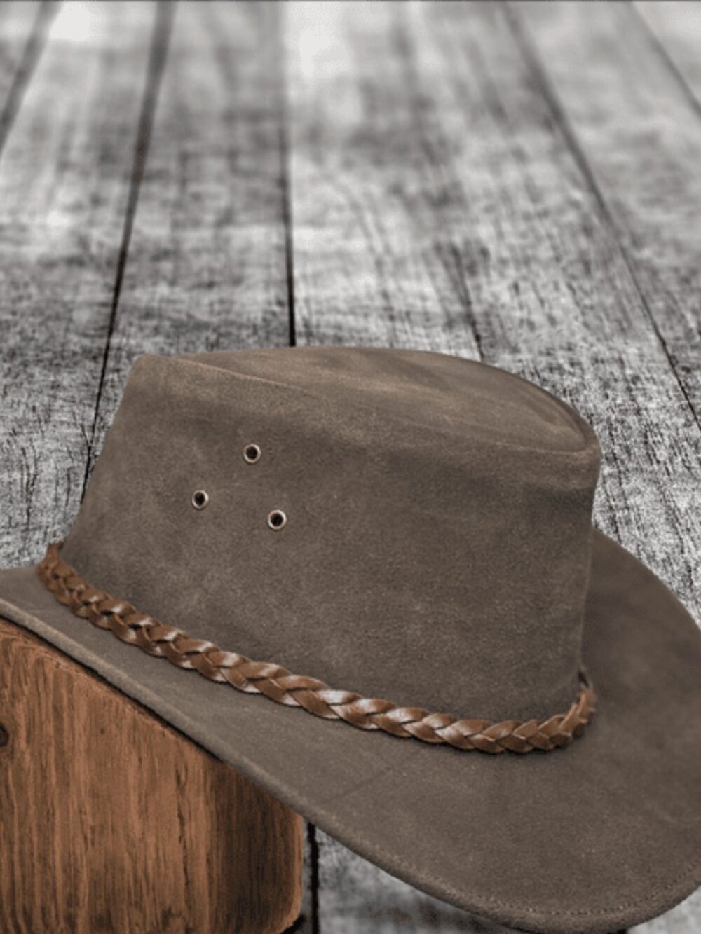 Women's LESA Buttermere suede Leather Cowboy Hat with Braided Band Brown XL